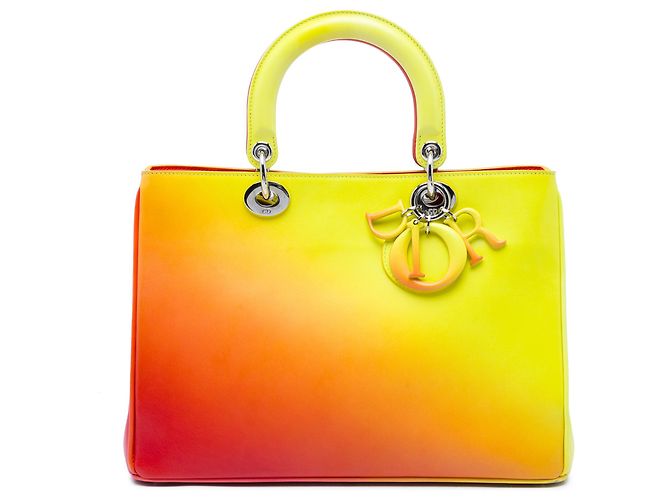 Dior Yellow Medium Gradient Calfskin Diorissimo Satchel