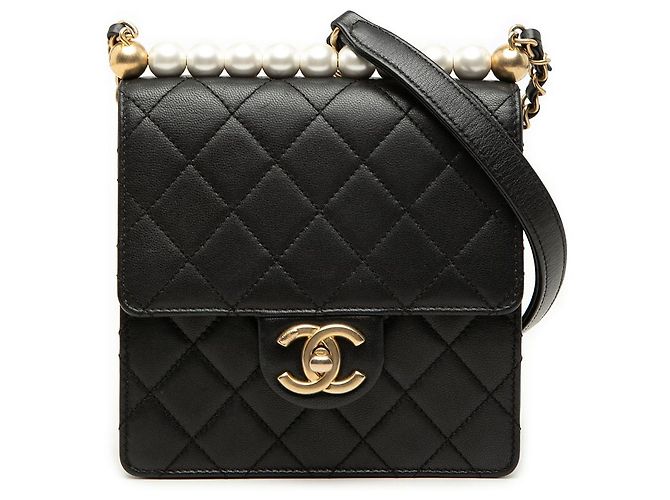 Chanel Black Small Lambskin Chic Pearls Flap Noir
