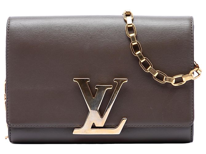 Louis Vuitton Louise Chain MM em couro cinza Marrom
