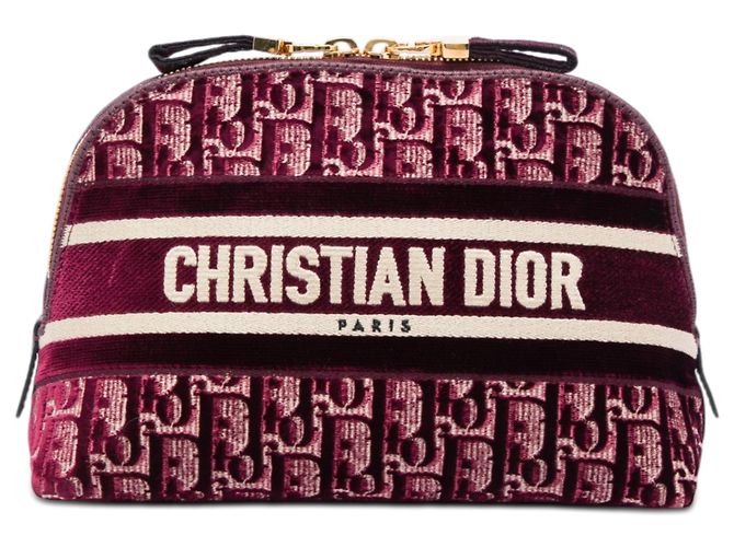 Dior Kosmetiktäschchen aus besticktem Red Oblique Samt Rot Bordeaux