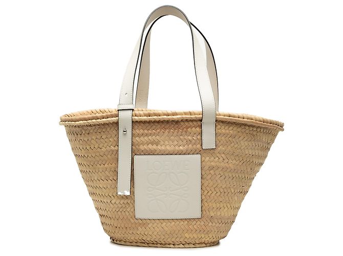 Borsa Tote LOEWE Beige Medium Raffia Anagram Basket
