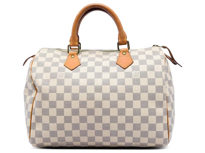 Louis Vuitton White Damier Azur Speedy 30 Branco