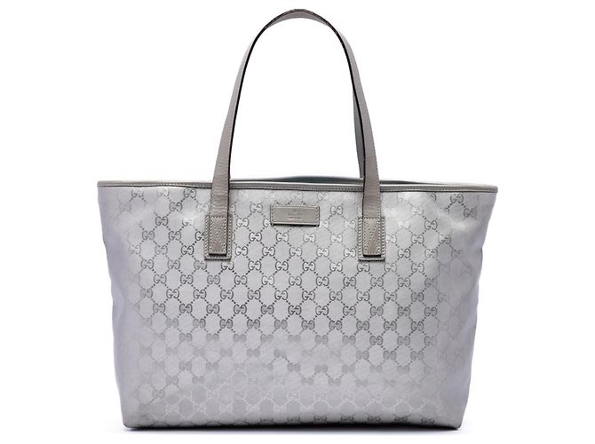 Gucci Silver Medium GG Imprime Tote Silber