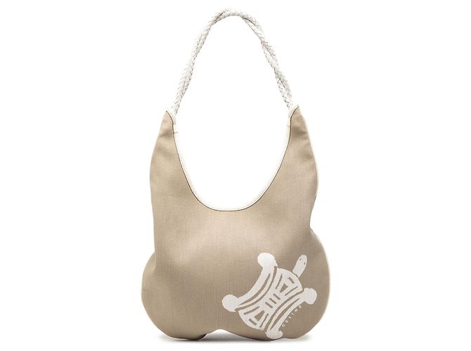 Céline Celine Turtle Hobo em Canvas Bege