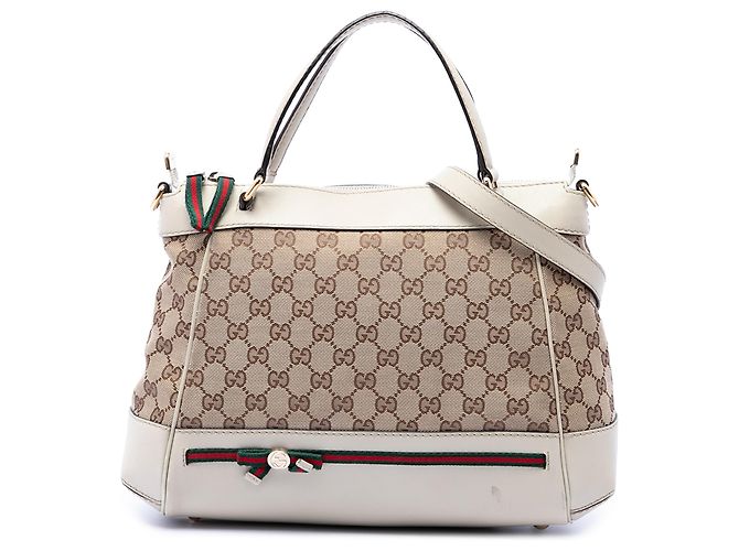 Bolsa Gucci Bege GG Canvas Web Mayfair