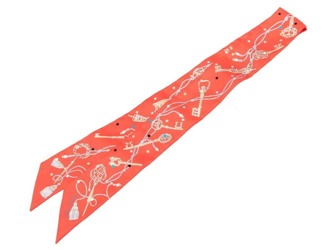 Hermès Sciarpa Twilly Hermes Les Clés à Pois Rosa