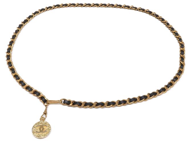 CHANEL Coco Medal Matelassé Chain Belt Schwarz Golden