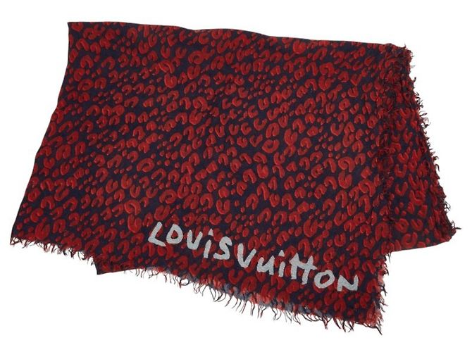 Estola Louis Vuitton Estampado Leopardo Roja Azul marino