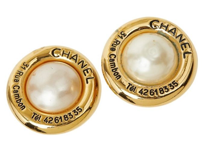 Orecchini Chanel Vintage Round Clip D'oro