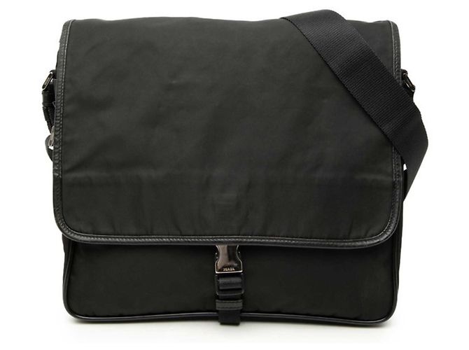 Borsa a tracolla con placca logo Triangle Prada Nero 