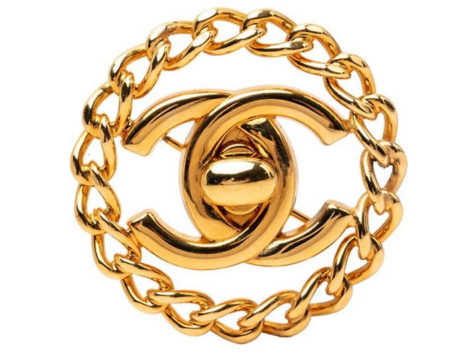 Spilla Chanel Coco Mark Turnlock Chain Motif D'oro