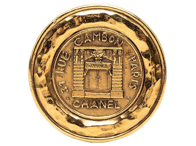 Spilla Chanel Cambon Vintage placcata oro D'oro