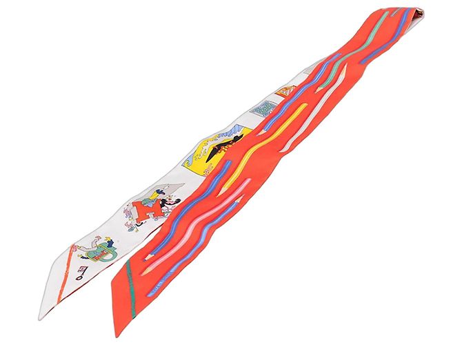 Hermès Lenço de seda Twilly Hermes Rosa Branco