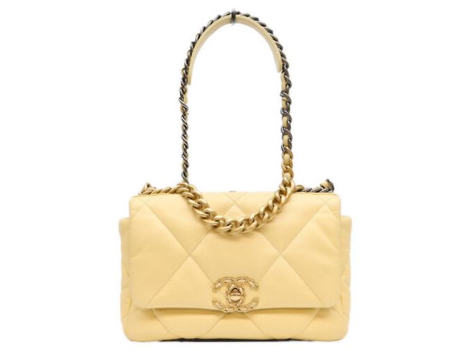 Chanel 19 Small Chain Schultertasche Gelb
