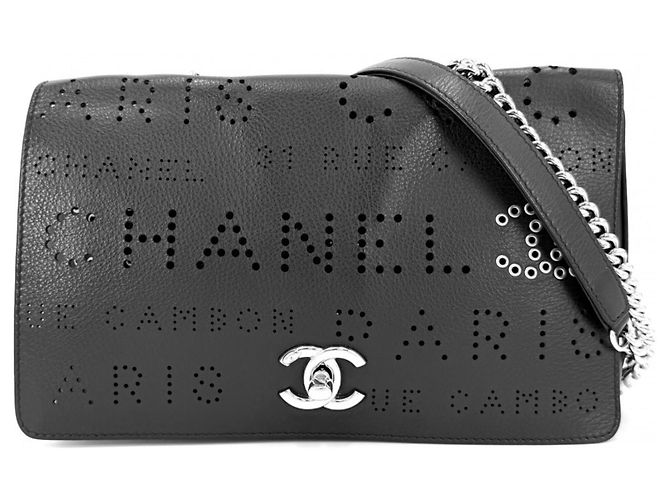 Borsa a tracolla in pelle nera Chanel Nero