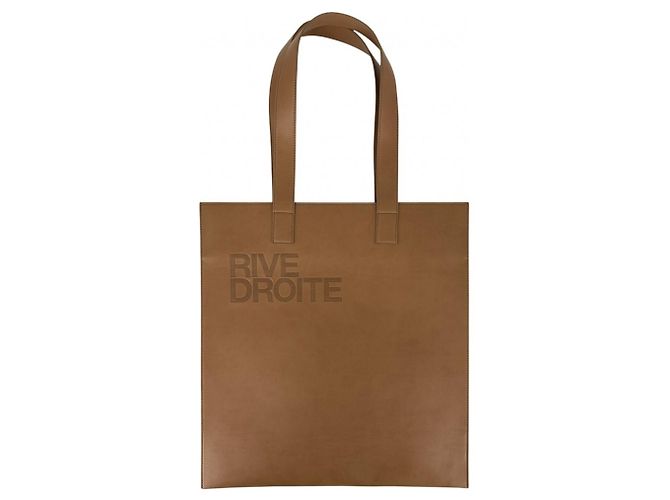 Sacola Tote de couro Saint Laurent RIVE DROITE Marrom
