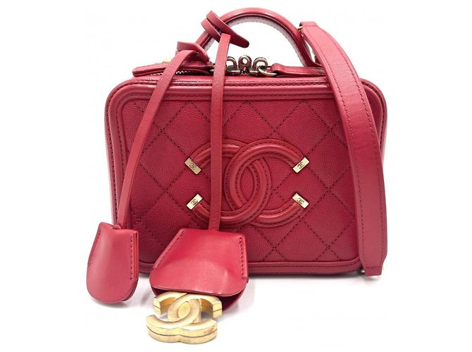 Vanity Borsa Matelassé CC Filigree da donna Chanel Rosso