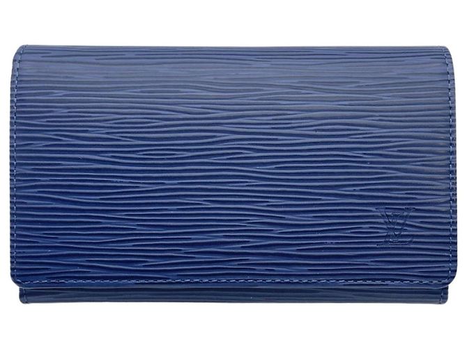 Cartera bi-fold en cuero Epi azul Louis Vuitton