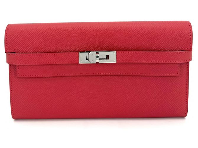Cartera Long Kelly de Hermès para Mujer Roja