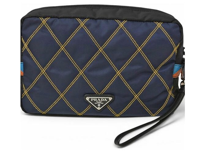 Prada Clutch Bag in Navy Black Schwarz