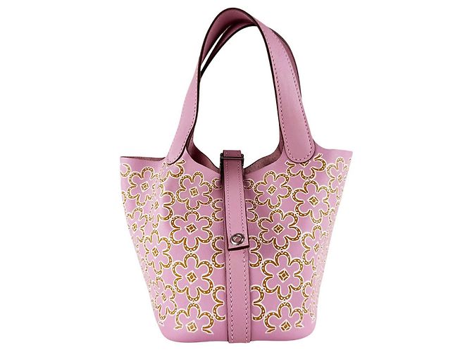Sac à main micro Hermès Lucky Daisy Picotin Lock Rose
