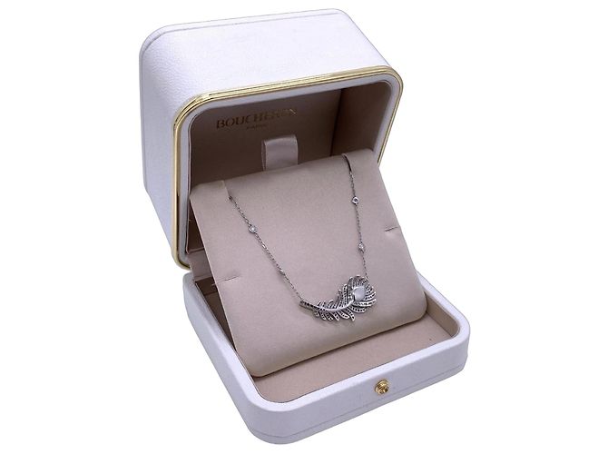 Boucheron Diamanten-Federhalskette Silber