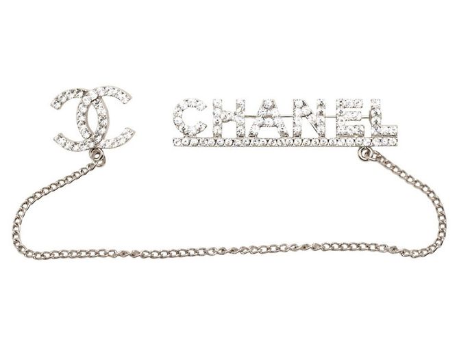 Chanel Coco Mark Logo Brosche Silber