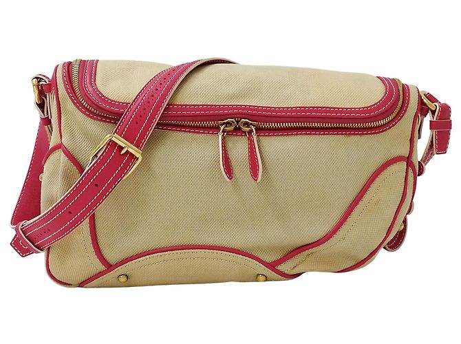 Céline Borsa Celine in tela beige e rosa