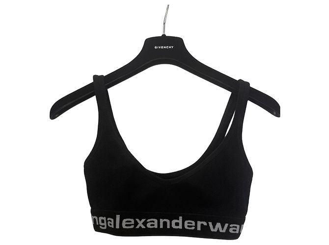 Alexander Wang Geripptes Logo-Band Bra Top Schwarz
