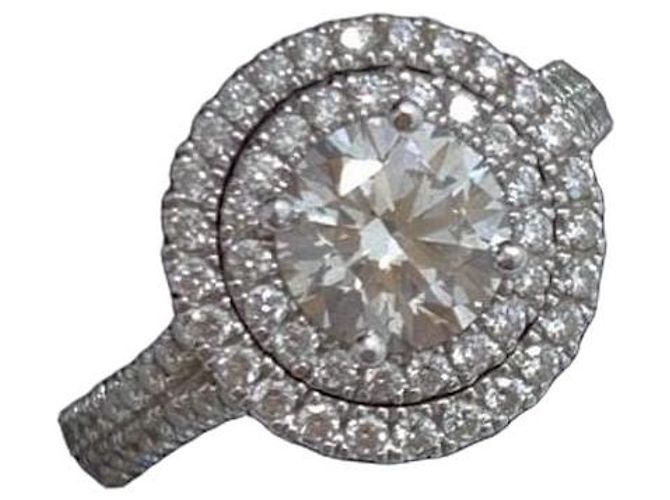 De Beers Diamantring Halo 1,03 Karat Silber