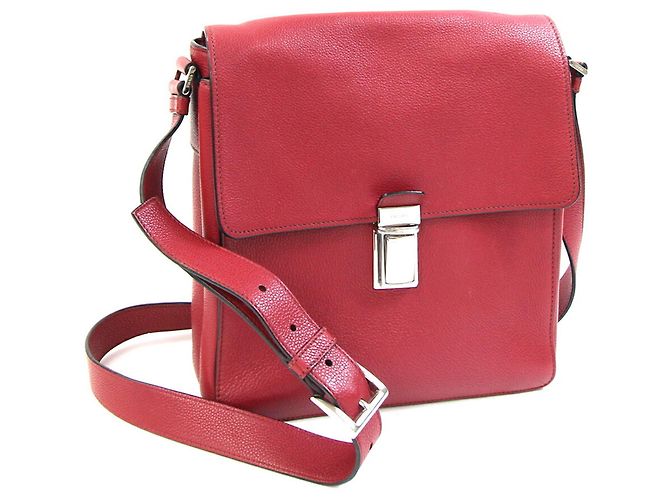 Borsa a tracolla in pelle rossa Prada Rosso