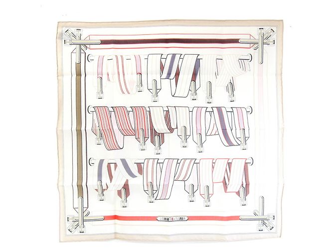 Hermès Sciarpa Hermes - Carré 42, Sangles en Finesse Beige Bianco sporco