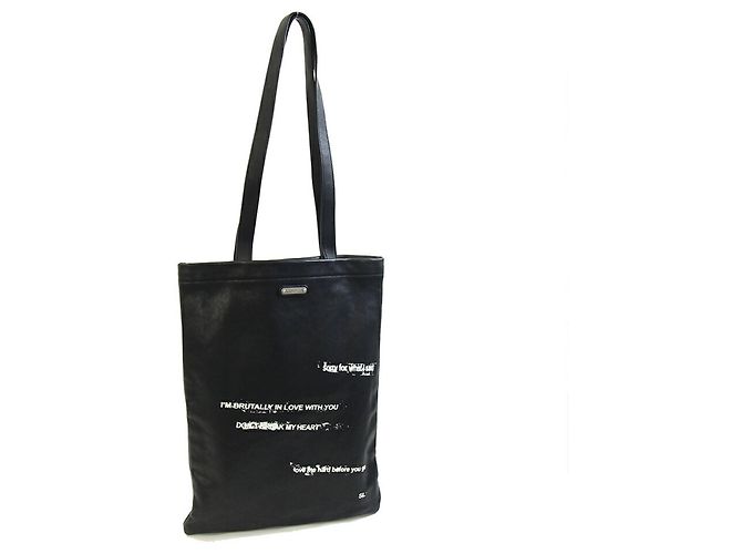 Sac cabas Saint Laurent en cuir noir