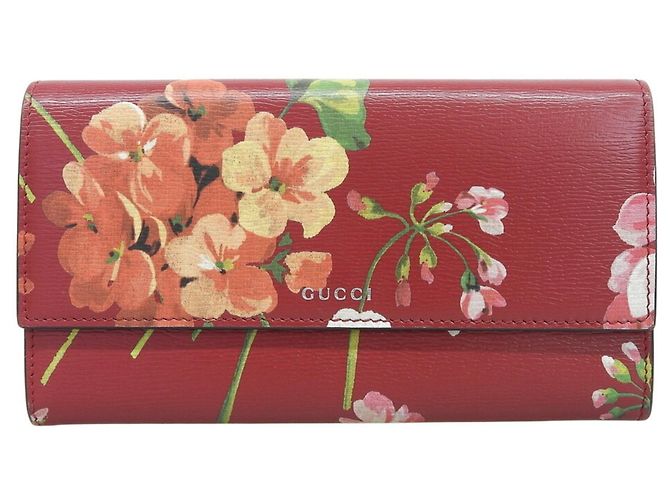 Cartera larga de cuero rojo Gucci Roja