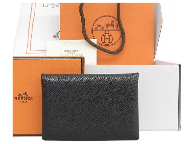 Hermès Hermes Calvi B-Stamp Kartenetui Schwarz
