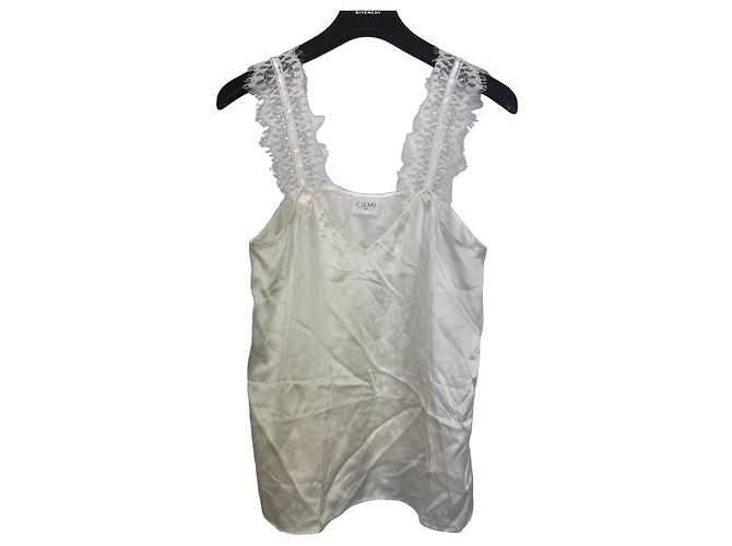 Autre Marque Cami NYC Top de seda e renda Branco