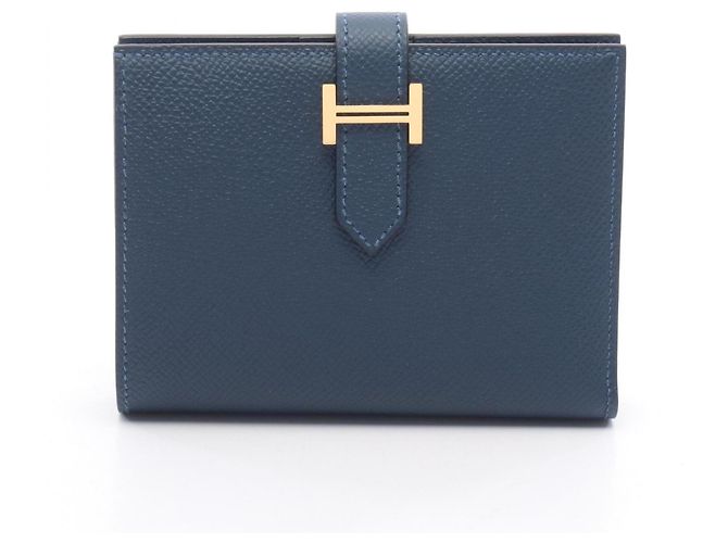 Hermès Hermes Bearn Compact Bi-fold Wallet Blue