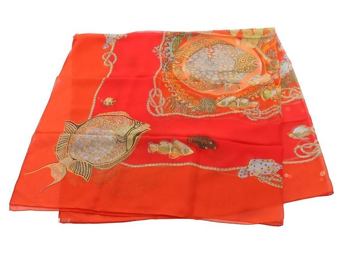 Hermès Sciarpa in seta Hermes Grands Fonds Rosso Multicolore