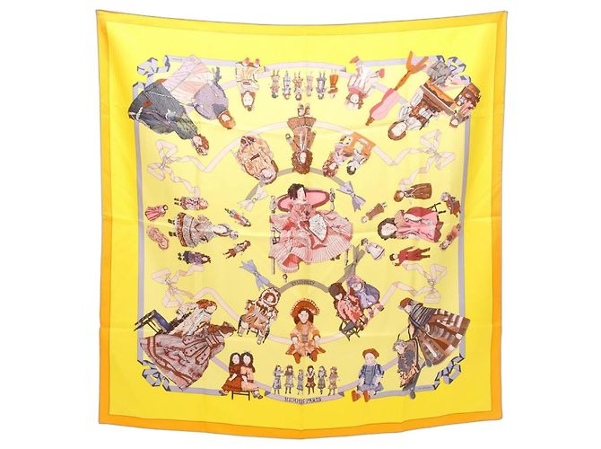 Hermès Pañuelo de seda Carré 90 Hello Dolly Hermes Multicolor Amarillo