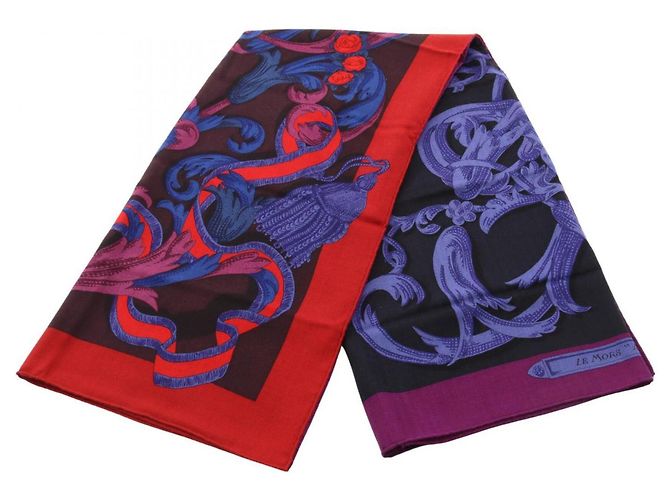 Hermès Sciarpa Hermes Carre Geant 140 LA MORS A CONETABLE Nero Multicolore Porpora