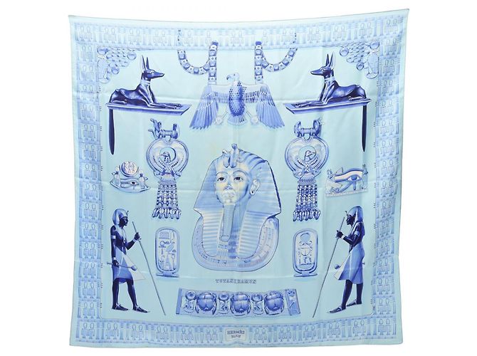 Hermès Sciarpa in seta Carré 90 Tutankhamun Hermes Blu Multicolore