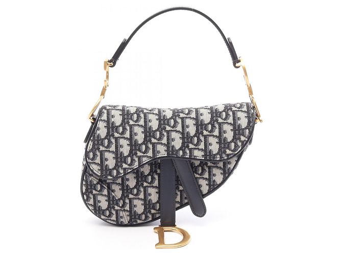 Borsa Saddle Christian Dior Beige Blu navy