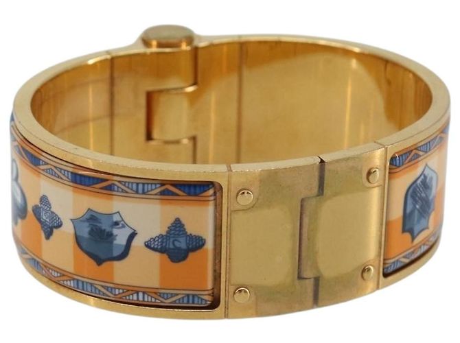 Hermès Pulseira HERMES Charniere metal Gold Tone Auth 189768M