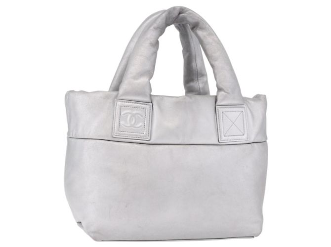 Borsa Tote CHANEL Cococoon in pelle argento CC Auth mr2607