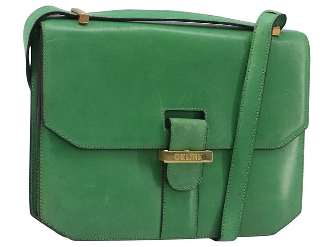 Céline Borsa a Spalla CELINE in Pelle Verde Oro Auth 189202 D'oro