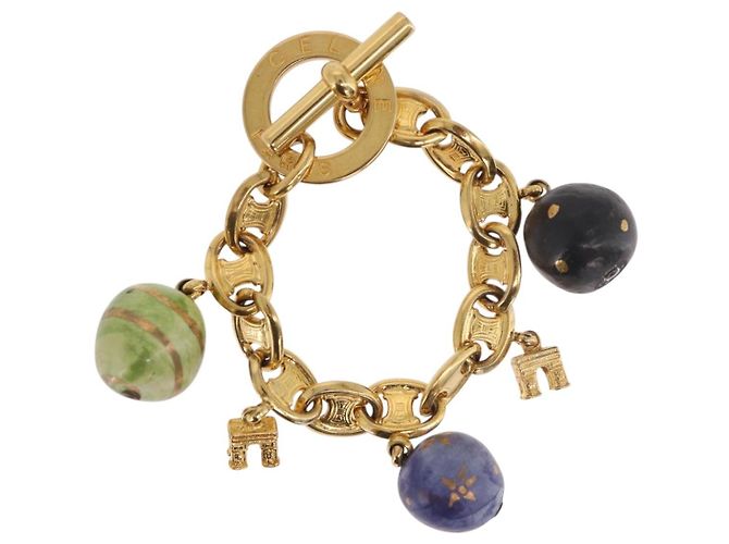 Céline Bracciale CELINE Macadam metallo Gold Tone Auth 189576M