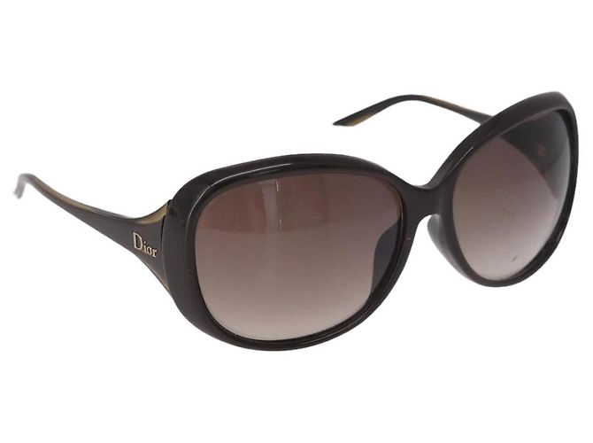 Lunettes de soleil Christian Dior en plastique marron et or Auth bs35807 Doré