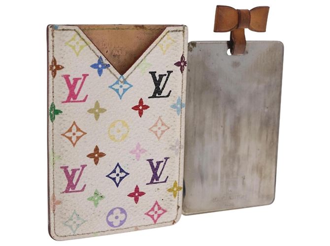 LOUIS VUITTON Monogram Multicolor Etui Hand Mirror White M92651 LV Auth 189513 Blanc