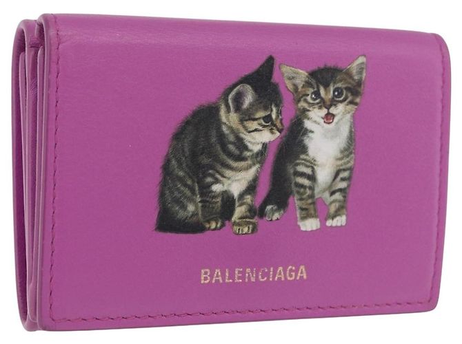Portafoglio compatto BALENCIAGA in pelle rosa argento 558208 Auth 189571M