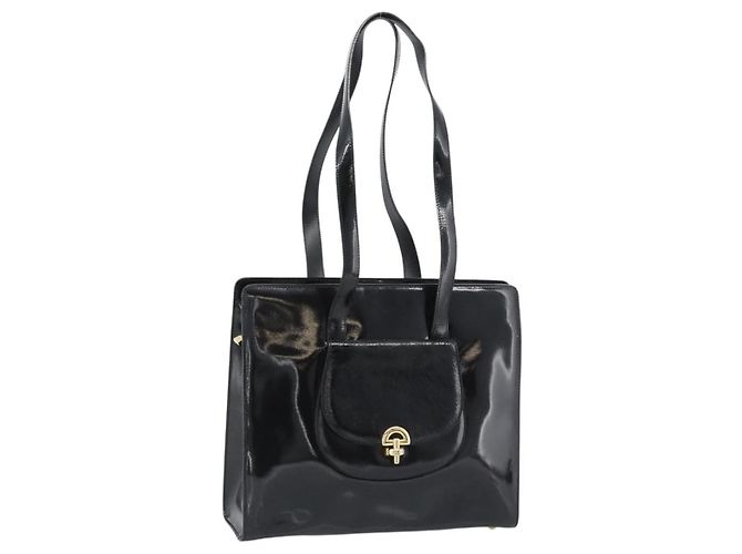 Céline Sac cabas CELINE en cuir verni noir et or Auth bs35949